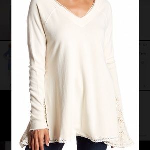 Free People No Frills Lace Inset Asymmetrical - S